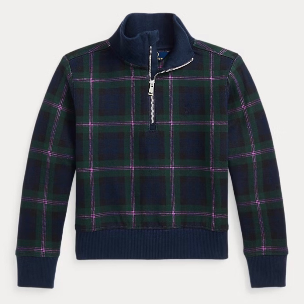 Polo Ralph Lauren Toddler Girls Plaid Double-Knit Quarter-Zip Pullover - 4/4T
